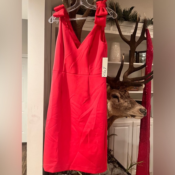 Eliza J Coral Bow Shoulder Dress - Picture 1 of 3